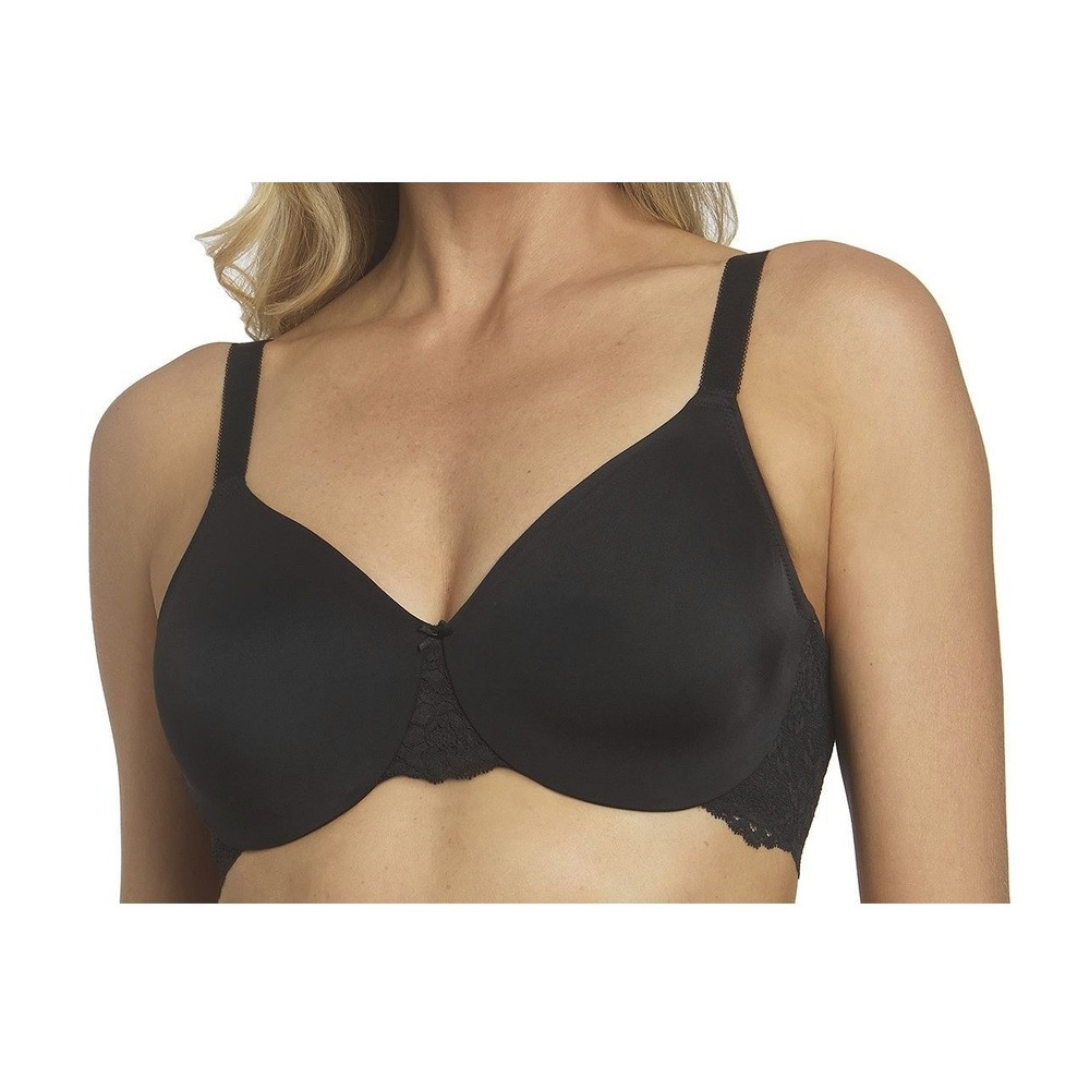 Dominique Lena Minimizer Bra 36F‎ Black Lace Underwire Back Smoothing